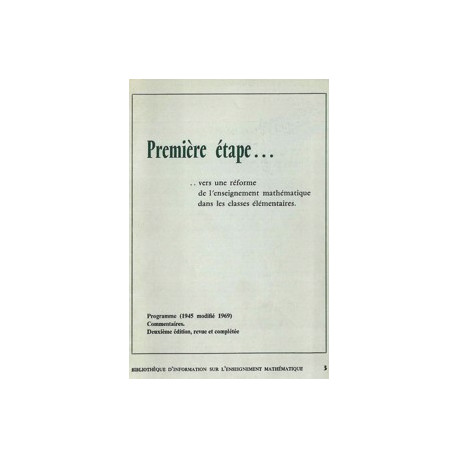 Première étape… vers une réforme de l'ens. élémentaire